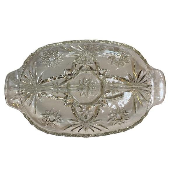 Rare Vintage Clear Carved Glass Pickle, Condiment or Serving Dish. - Picture 3 of 14